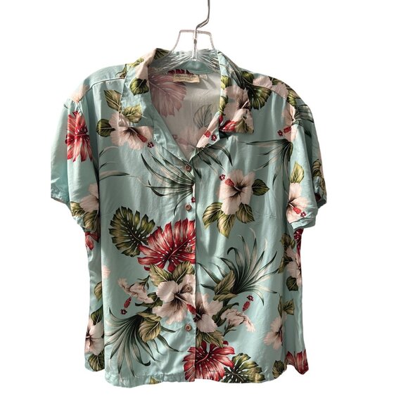 Paradise Bay Hawaiian Floral Short Sleeve Shirt L Made In Hawaii - Picture 5 of 5
